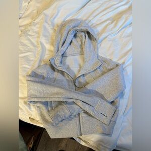 Lululemon Grey Cropped Full-Zip Scuba Hoodie